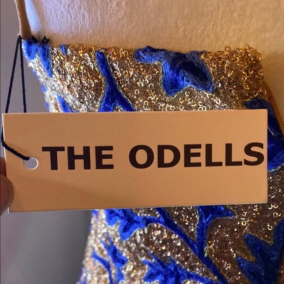 Blue and Gold Sheath Mini Dress with Spaghetti Straps - Picture 5 of 5